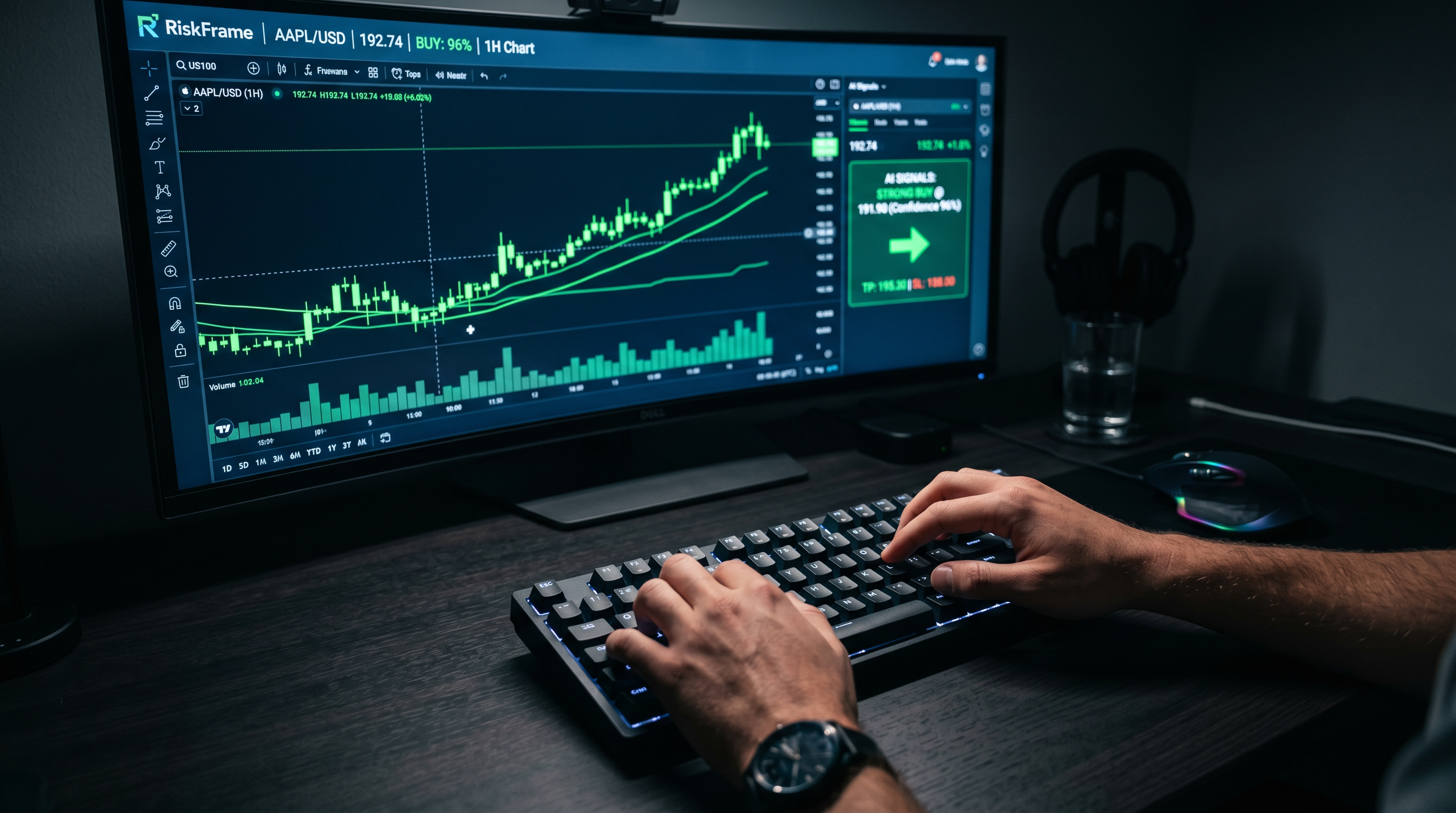 Riskframe Dashboard auf Curved Monitor